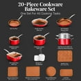 thumbnail image 3 of Gotham Steel 20 Pc Pots and Pans Set Nonstick Cookware + Bakeware Set, Complete Ceramic for Kitchen, Non Stick with Lids, Dishwasher / Oven Safe, Toxic - Red, 3 of 8