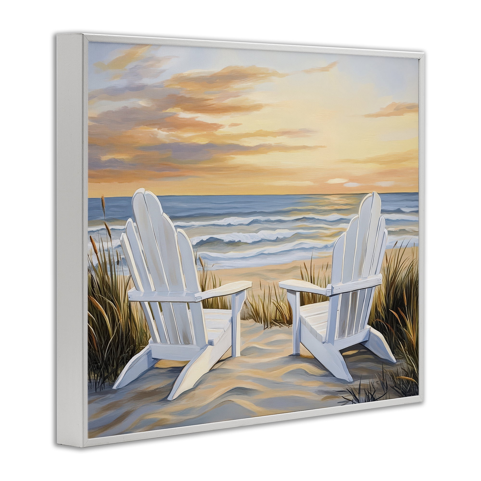 Stupell Industries Wave Watching Spot at Sunset White Framed Giclee Art, design by Petal Prints Design