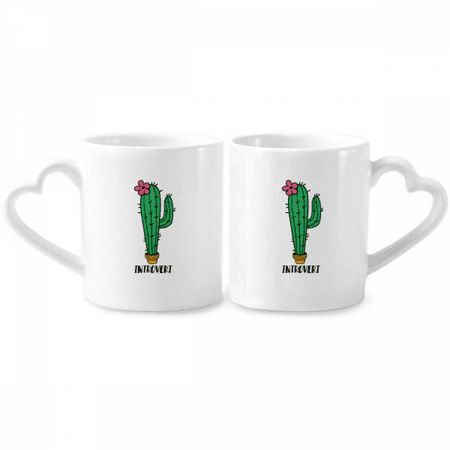 

Introvert Cactus Art Deco Fashion Couple Porcelain Mug Set Cerac Lover Cup Heart Handle