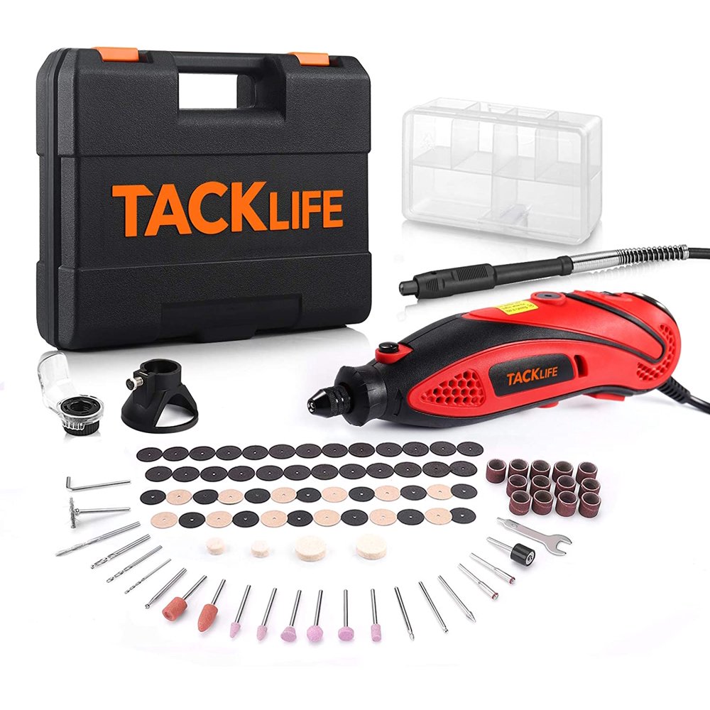 TACKLIFE Rotary Tool Kit with MultiPro Keyless Chuck and Flex Shaft
