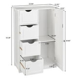 Ktaxon Wooden Bathroom Floor Cabinet, Side Storage Organizer with 4 ...
