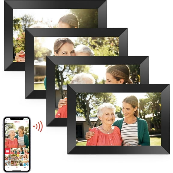 Digital Picture Frame, 10.1" Frameo Digital Frame WiFi with 32GB Memory, 1280x800 IPS Touch Screen, Send Photos/Videos from Your Phone Anywhere, Photo Gifts for Parents and Grandparents 4 Pack