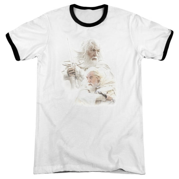 Lord of the Rings Gandalf The White Adult Ringer T-Shirt White Black