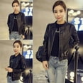 thumbnail image 5 of Autumn Winter Casual Slim Solid PU Jacket Coat Outwear Women Fashion Zipper Tops Outerwear, 5 of 5