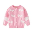 thumbnail image 1 of Esaierr Toddler Baby Knitted Cardigan Coats Sweater, Toddler Girl Crew Neck Long Sleeve Printing Casual Knitted Sweater, 1 of 6