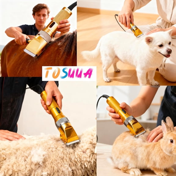 Heavy Duty Pet Grooming Clippers with 36V Motor for Thick Coats, Professional Electric Hair Trimmers for Dogs Horses Livestock (Gold)