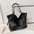 thumbnail image 2 of Xfvqtps Tote Bag for Womens Large Capacity Solid Color Simplicity Fashion Vintage Elegant Leather Handbag Shoulder Bag Black, 2 of 6