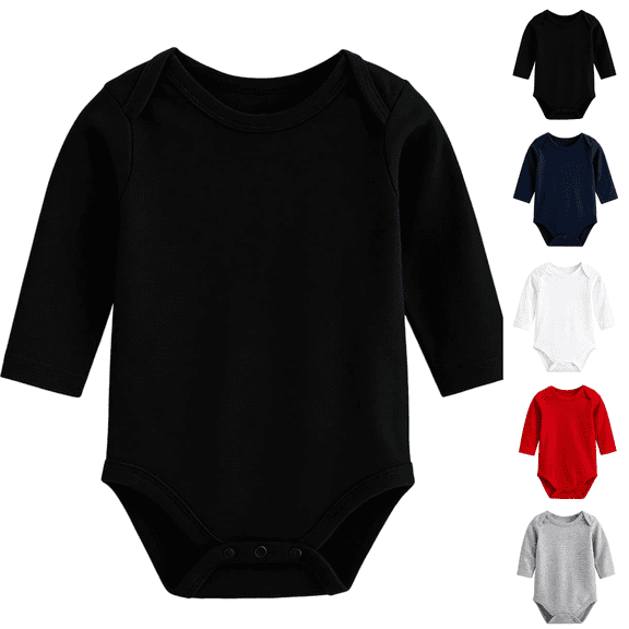 Cotton Onsies Baby Unisex Solid Baby Bodysuit Romper Blank for Months Boys Girls Black 3-6M(59)