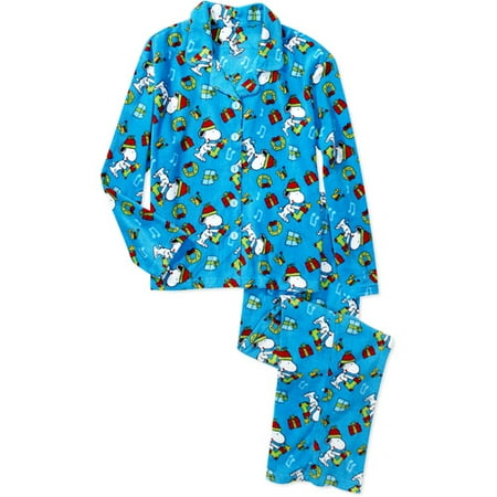 snoopy fleece notch collar set walmart com snoopy christmas pajamas
