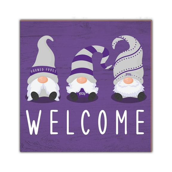 TCU Horned Frogs 10'' x 10'' Welcome Gnomes Sign