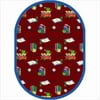 Joy Carpets 1419CC-03 Bookworm Red 5 ft.4 in. x 7 ft.8 in. Oval WearOn Nylon Machine Tufted- Cut Pile Just for Kids Rug