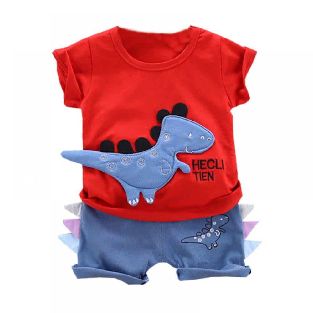 stuiten op Weggegooid Giet Xinhuaya Summer Baby Boys Short Sleeve Dinosaur Print Tops T-shirt+Shorts  Clothing Sets - Walmart.com