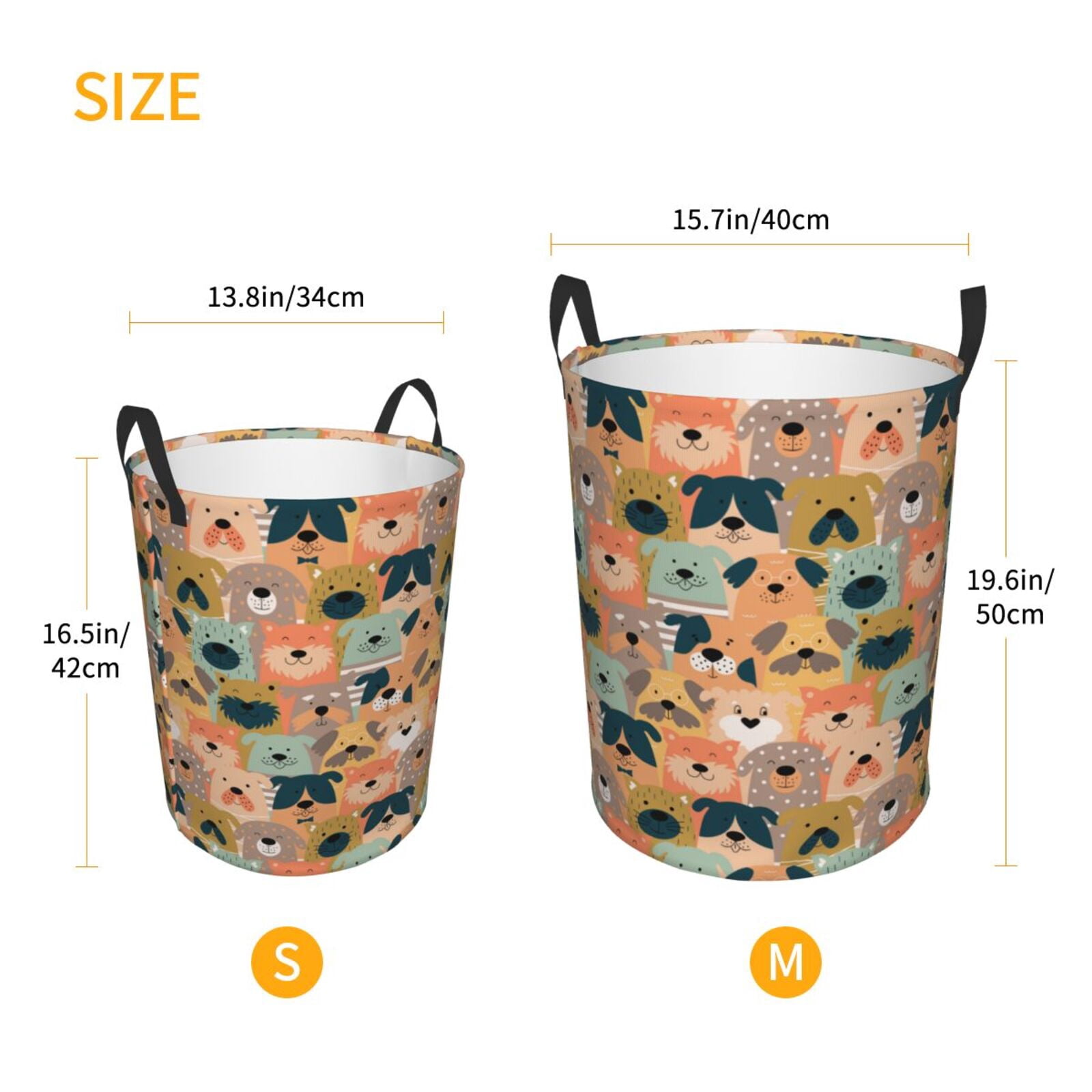 Large Laundry Basket with Handles - Colorful Dogs Kids Baby Dirty Clothes Laundry Hamper for Bedroom Aesthetic