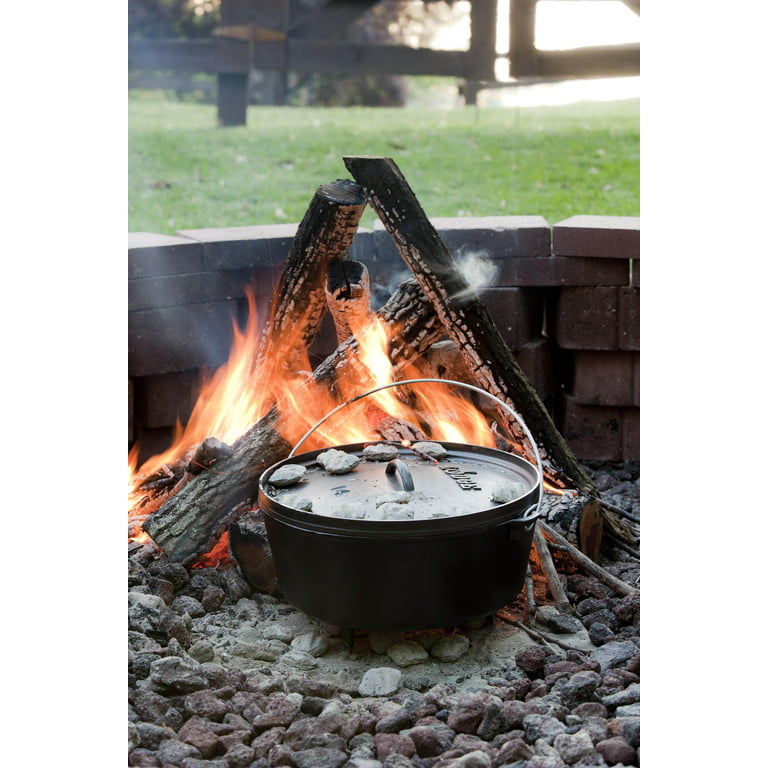 Lodge Yellowstone 12-Inch / 8 Quart Seasoned Cast Iron Deep Camp Dutch Oven