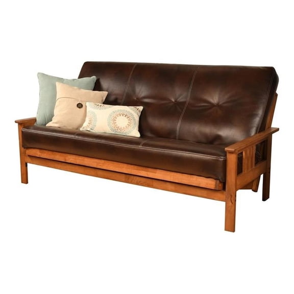 Full-size Faux Leather Futon Mattress in Java Brown-Frame Not Included