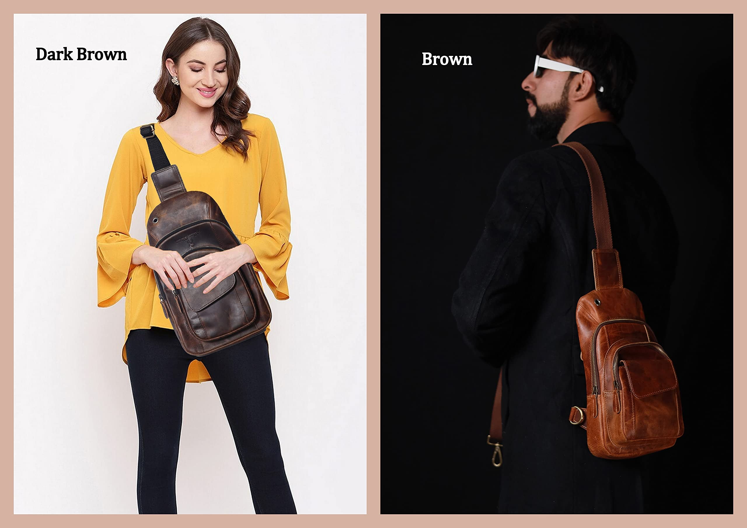 Handmade Buffalo Leather Travel Hiking Crossbody Chest Sling  display picture 1