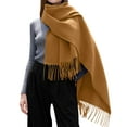 thumbnail image 2 of Ediodpoh Women's Winter Solid Color Tassel Shawl Imitation Wool Warm Scarf Elegant and Fashion Accessory Gold, 2 of 4