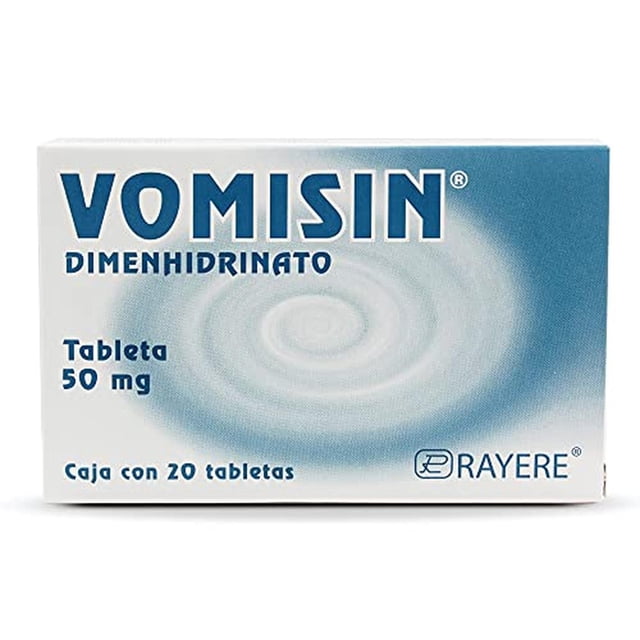Rayere Vomisin, Dimenhidrinato 50 Mg Caja Con 20 Tabletas, eficaz para el alivio del mareo por movim