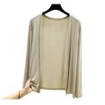 thumbnail image 4 of Ke1Clo Women Cardigan Lightweight Soft Long Sleeve Solid Casual Loose Knit Tops Spring Summer Fall Beach Vacation Travel Party Cardigans Khaki Free Size, 4 of 6