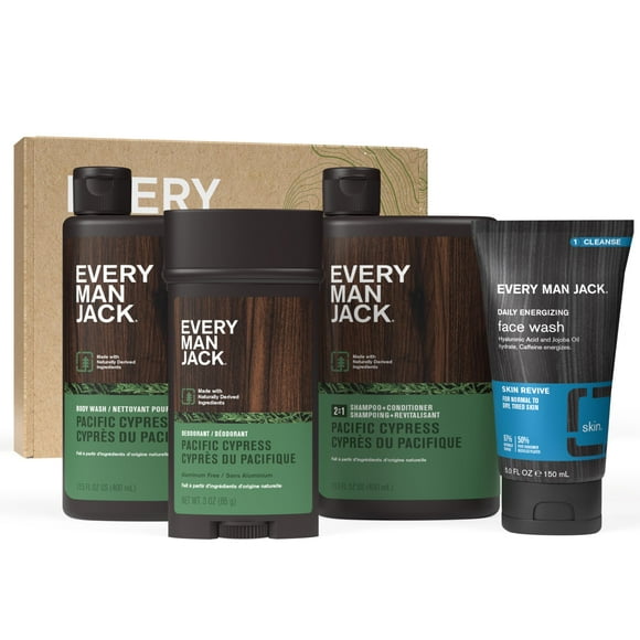 Every Man Jack Men&amp;acirc;&amp;#128;&amp;#153;s Pacific Cypress Bath and Body Gift Set - Clean Ingredients &amp; Conifer Branches, Sea Salt, and Citrus Scent - Body Wash, 2-in-1 Shampoo