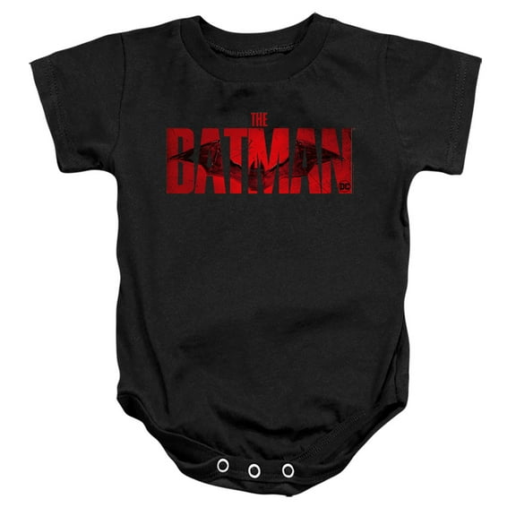 The Batman Crimson Drawn Bat Logo Unisex Infant Snap Suit for Baby (6 Months) Black