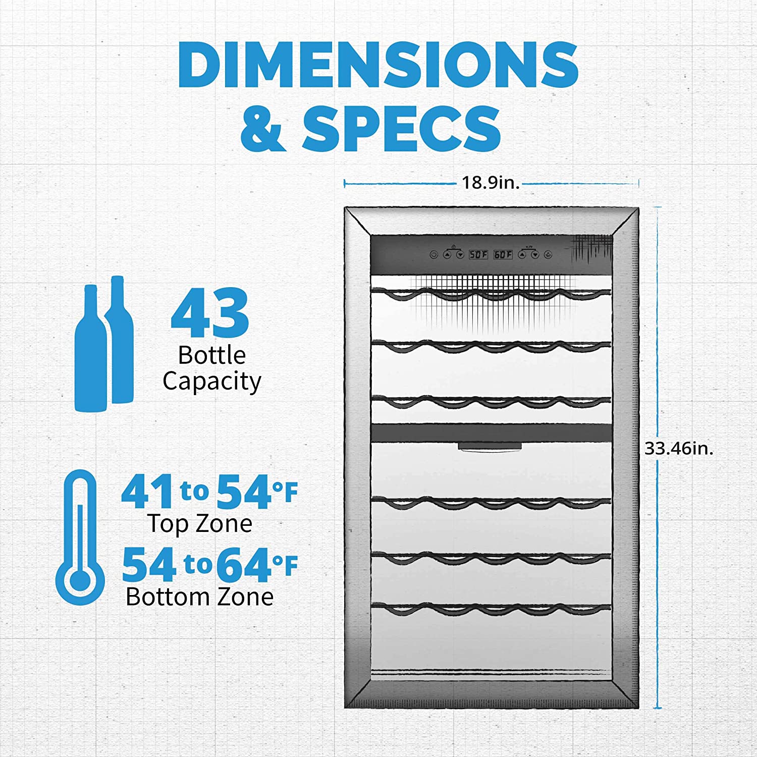 Restored Newair NWC043SS00-RB Freestanding Dual Zone Wine Fridge, 43 Bottles, Stainless Steel (Refurbished)