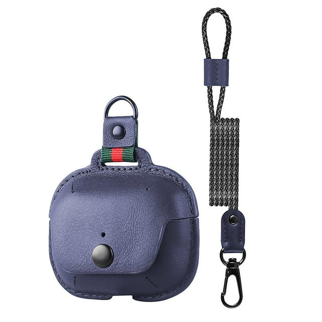 Étui de Recharge Compatible avec Airpods Pro, Étui à Rabat en Cuir avec Long Cordon Noir