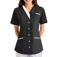 thumbnail image 4 of Wutalume Women's Quick Dry Fabric Solid Color V-Neck Short Sleeve Scrub Top, Healthcare and Medical Work Uniform,Black L, 4 of 4