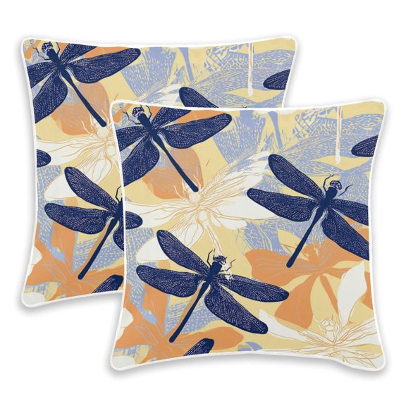 2 Pack Pillow Covers Dragonfly Printed Decorative Pillow Case with Hidden Zipper, (No Pillow Insert)
