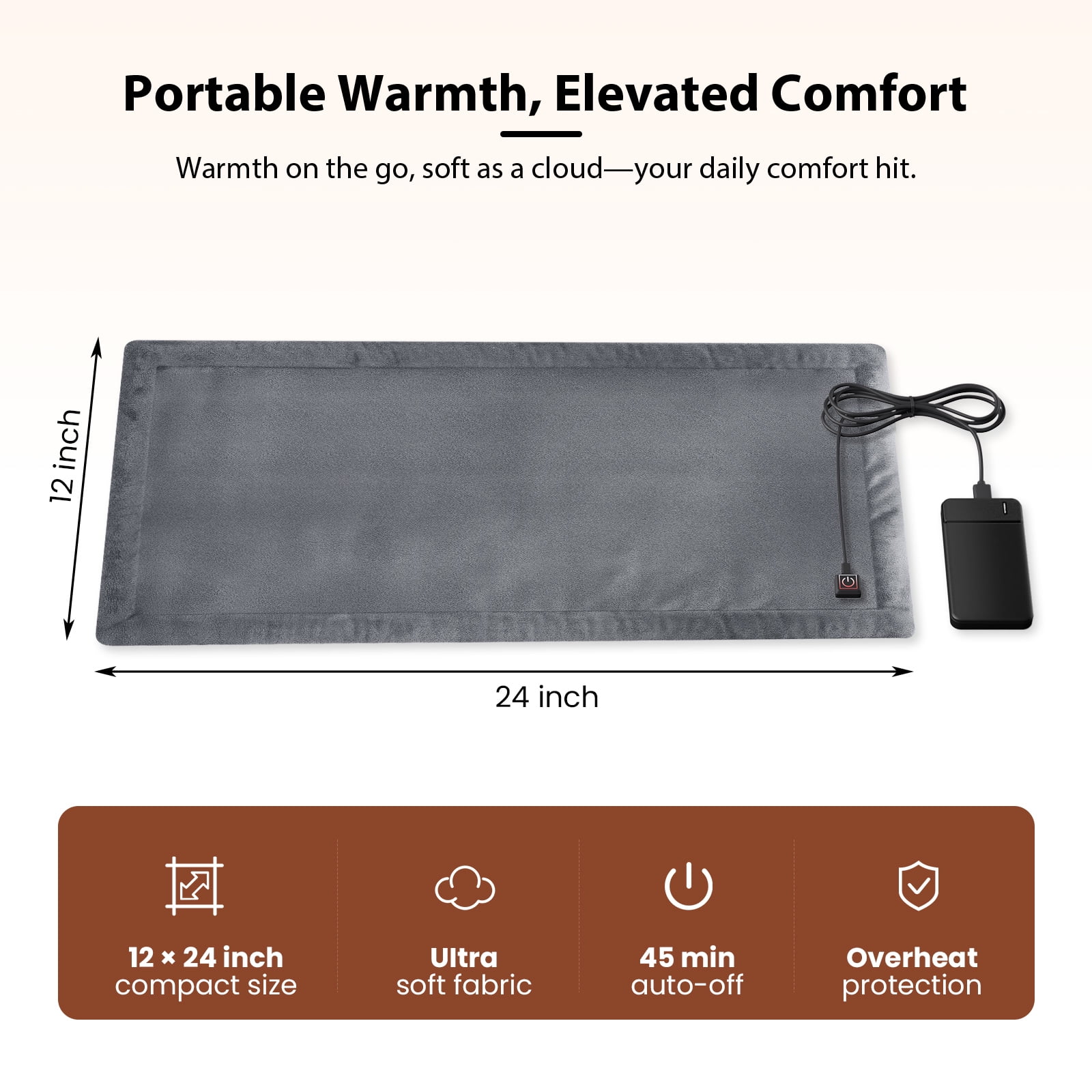 Bob and Brad Weighted Electric Heating Pad for Deep Muscle Pain, Joint Pain, and Spasms, 12"x24"