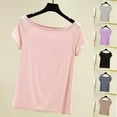 thumbnail image 2 of Bosfbaoi Pajama Tops For Women Off-Shoulder T-Shirt Raglan Sleeve Breathable Casual Top Thin Base Sleepwear Shirt, 2 of 8