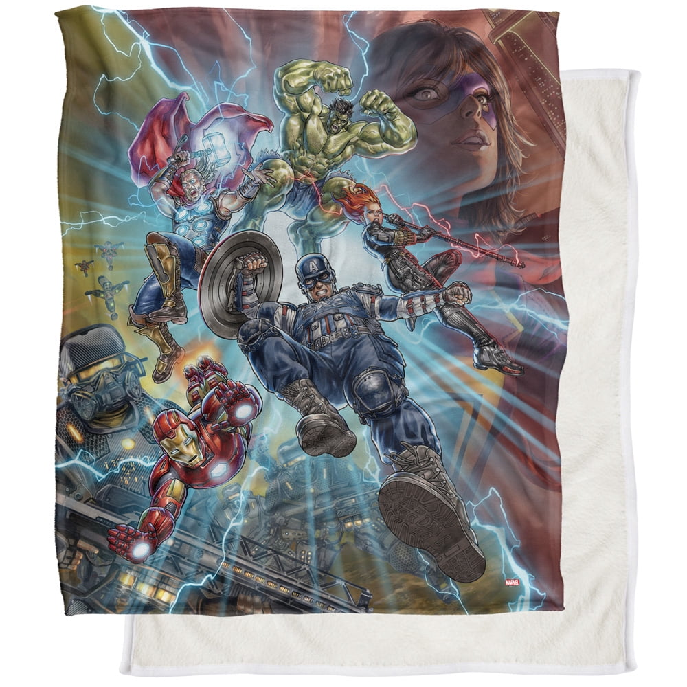 Marvel Blanket, 50"x60" Avengers Character Group Silky Touch Sherpa