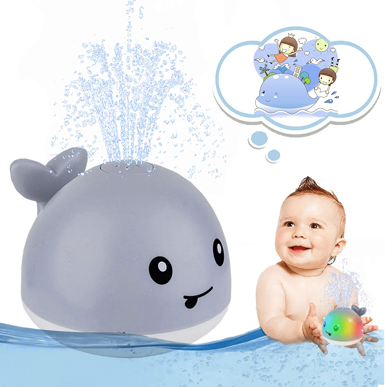 Baby Bath Toys, Whale Automatic Spray Water Bath Toy with LED Light