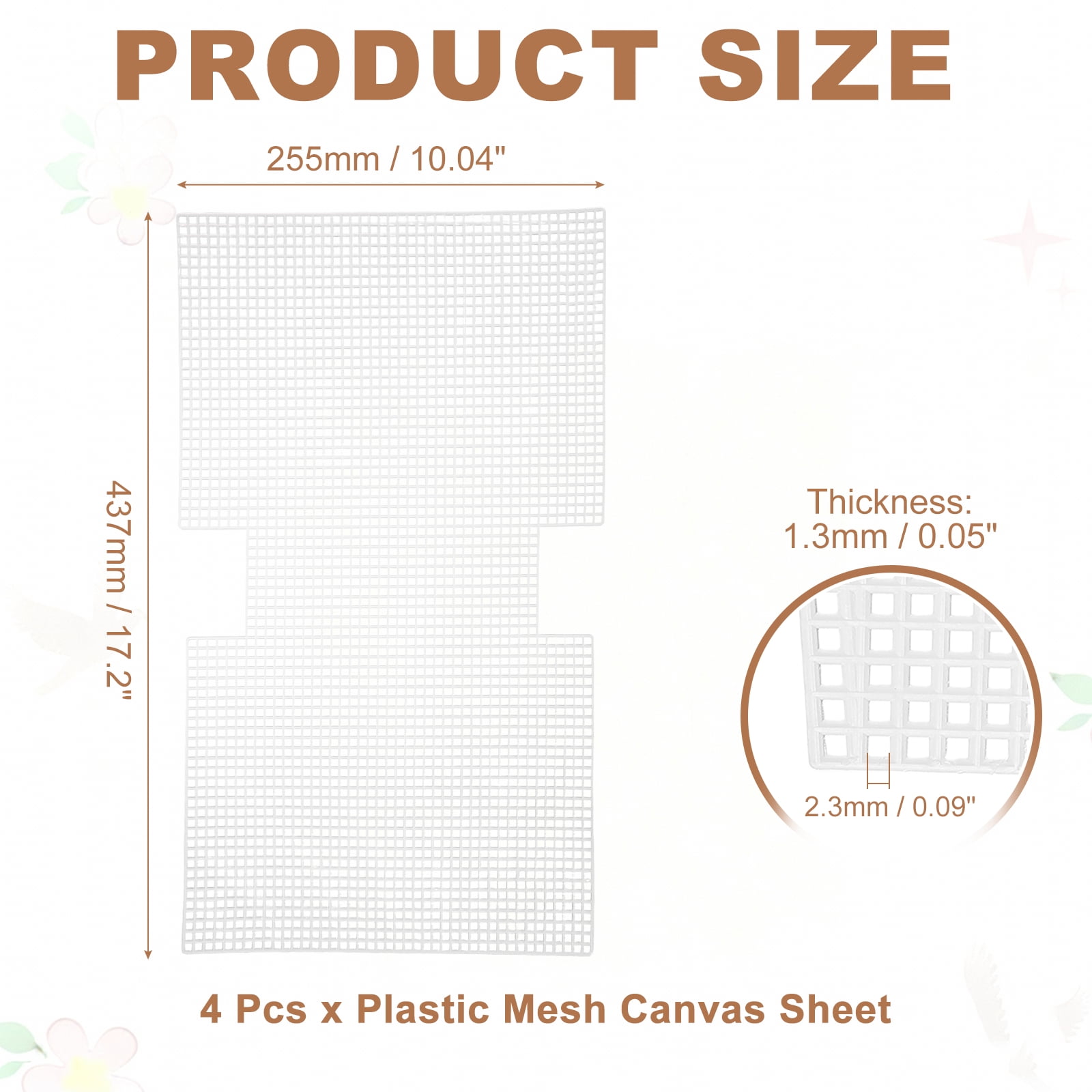 Uxcell 4 Pack Plastic Mesh Canvas Sheet, 17.2 x 10 Inch Plastic Mesh Sheet for Crochet  Purse Making, Blank Canvas for Embroidery, Crafting,  DIY Project, White