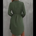 thumbnail image 4 of Vestido Camisero de Larga con Botones para Mujer, Informal, Holgado, con Cintura Ajustable y de . Verde S, 4 of 10