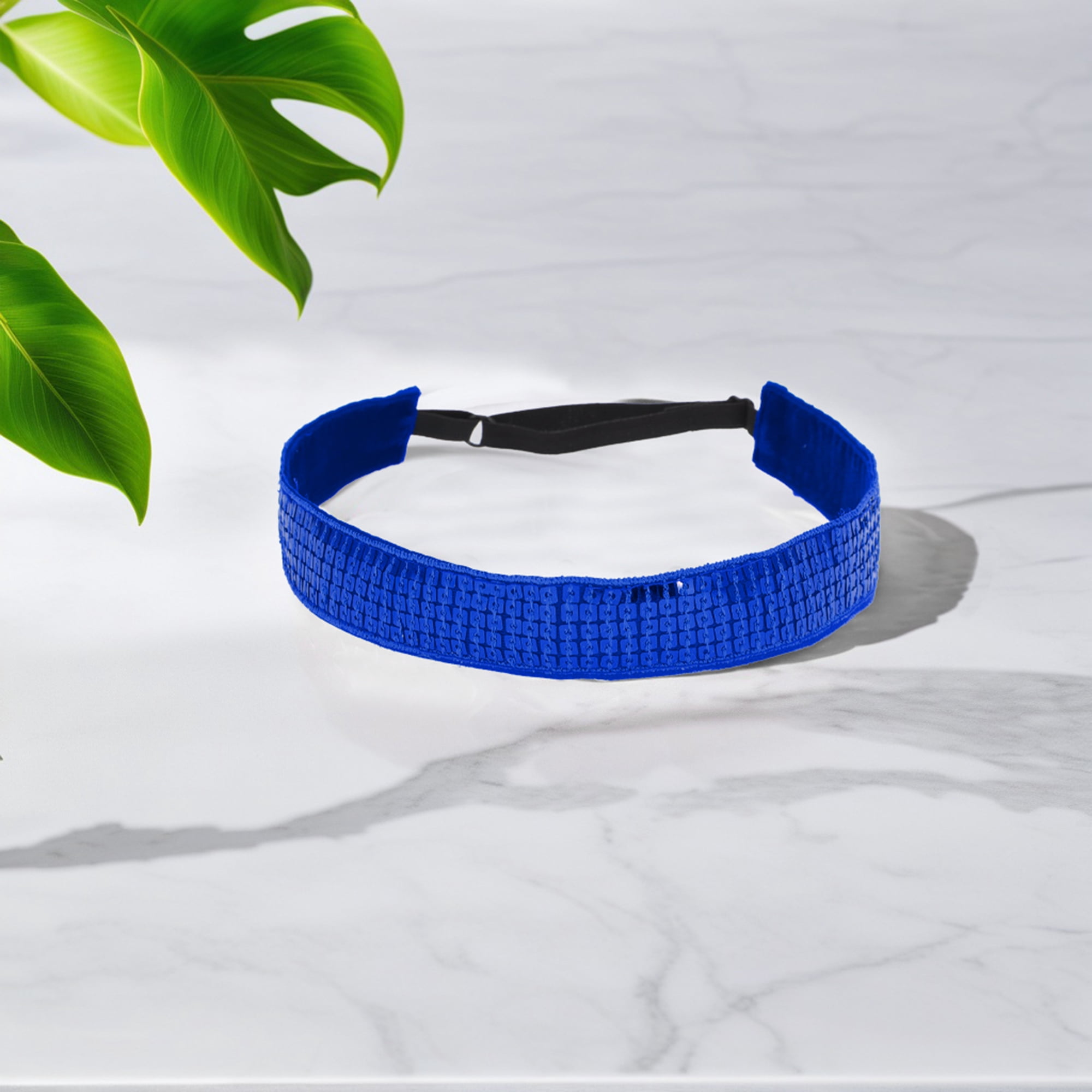 Unique Bargains Adjustable Sequins Headbands 1 Pc Blue