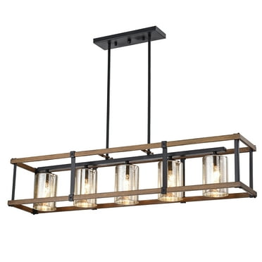 Desaki Kitchen Island Style Matte Black 5-light Chandelier