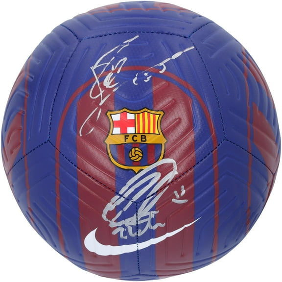 Lionel Messi and Zlatan Ibrahimovic Barcelona Autographed Home Academy Soccer Ball - Fanatics Authentic Certified