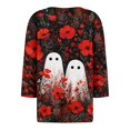 thumbnail image 6 of Womens 3/4 Length Sleeve Tops Halloween Pumpkin Costume Ghost Fall Tees Top Halloween Tee Thanksgiving Tops, 6 of 6