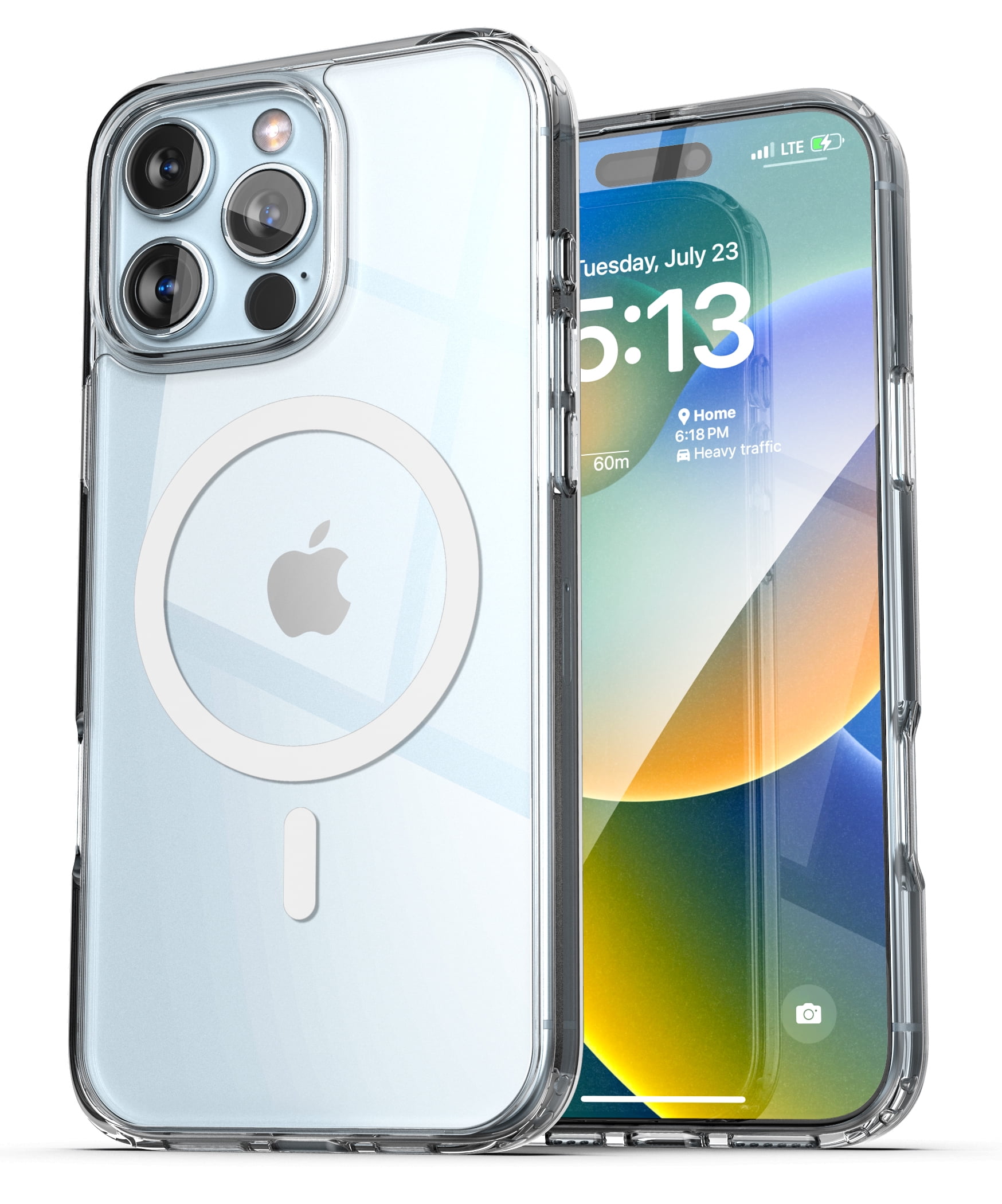 Encased Magnetic Case for iPhone 16 Pro with Belt Clip Phone Holster, Compatible with MagSafe (Crystal Clear)