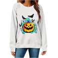 thumbnail image 5 of SBYOJLPB Women's Long-Sleeved Tops Round Neck Halloween Print Holiday Top, 5 of 6