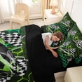 thumbnail image 4 of Erosebridal Cool Race Car Bedding Comforter Set for Kids Boys, Neon Green Honeycomb Queen Bedding Sets, Black Reversible, 7pcs, 4 of 6