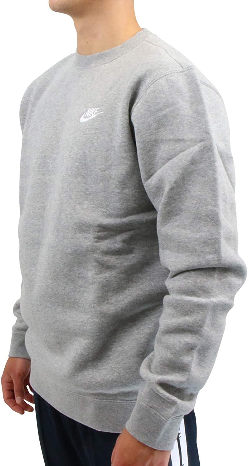 Nike Club Fleece Crew Neck Men's T-Shirt Grey Heather/White 804340-063 - image 2 of 5