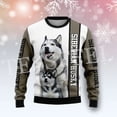 thumbnail image 3 of Suéter feo de punto divertido de Navidad de algodón con diseño de Papá Noel para mascotas, suéter informal vintage de invierno estilo Harajuku, jersey retro de manga larga con impresión 3D, 3 of 5