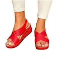 thumbnail image 4 of HAOTAGS Casual Walking Sandals for Ladies Hollow Lace Up with Arch Support Summer Wedge Sandals Red Size 6.5, 4 of 4