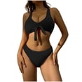 thumbnail image 2 of TACILIP Women's Two Piece Bikinis Set Tie Knot Swimsuits Solid Color Bathing Suits for Women Teen, 2 of 9