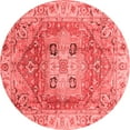 thumbnail image 1 of Ahgly Company Machine Washable Indoor Round Abstract Red Modern Area Rugs, 4' Round, 1 of 4