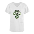 thumbnail image 4 of BiZtdJrK Womens Loose Fit V Neck Scrubs Tops with Pockets St Patricks Day Shamrock Heart Graphic Tees Shirts Holiday Short Sleeve T-Shirt White XL Prime Day Sales Today 2025 Clearance, 4 of 5
