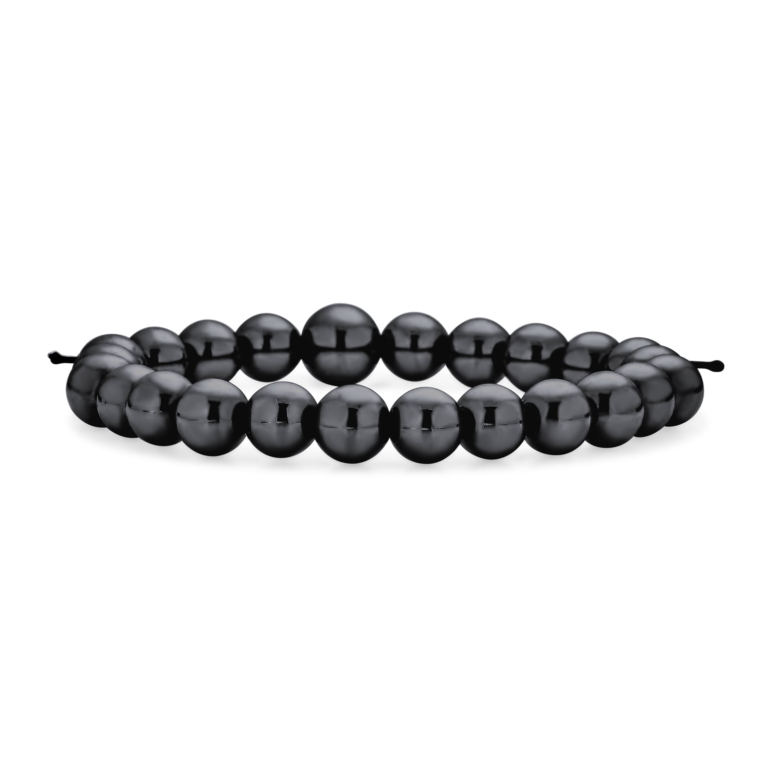 Natural Black Hematite Gemstone 8mm Round Beads Stretch Bracelet 7 Unisex