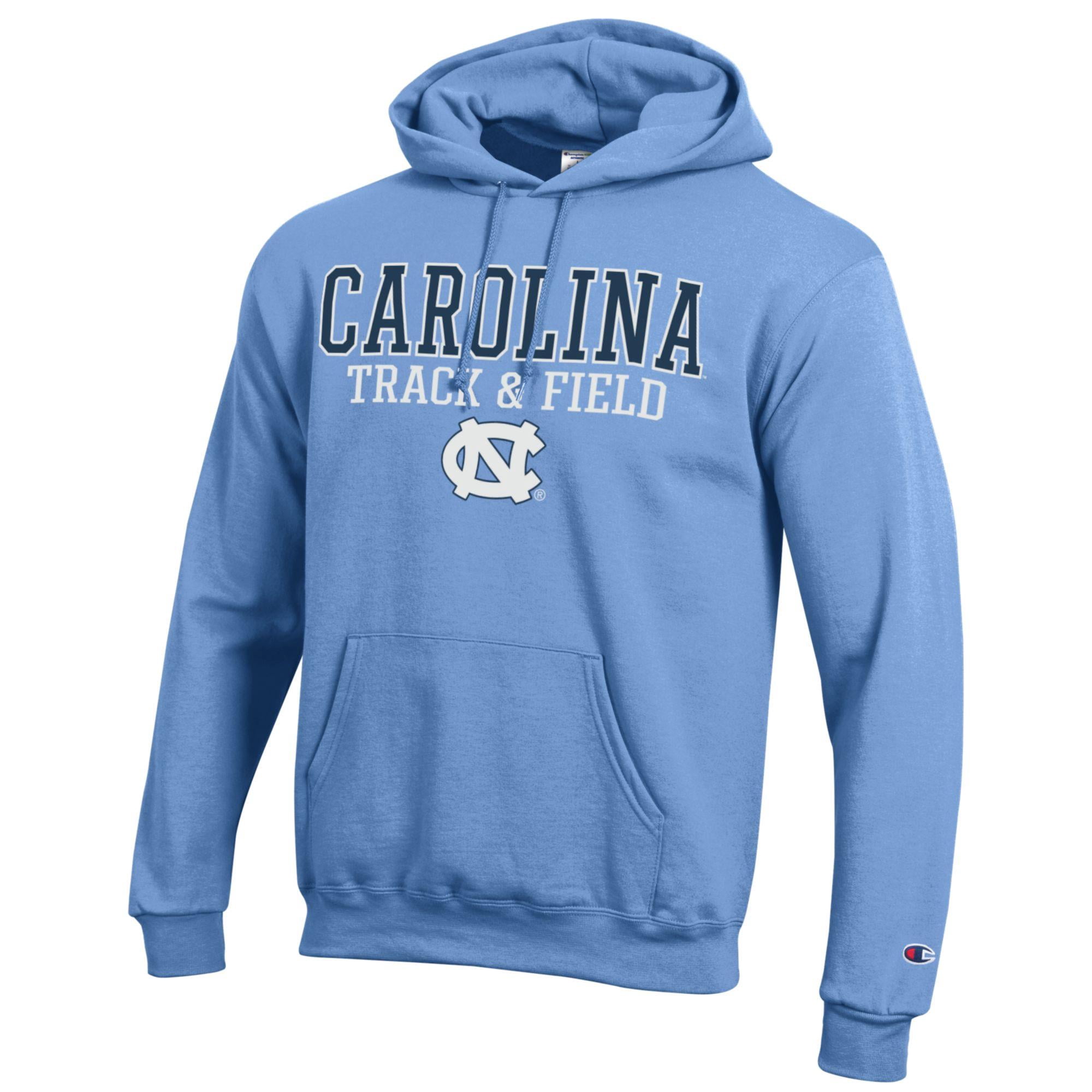 Men's Champion  Carolina Blue North Carolina Tar Heels Track & Field Stack Powerblend Pullover Hoodie